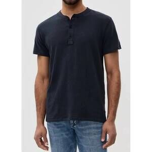 NEW RAG & BONE classic short sleeve henley top in deep navy